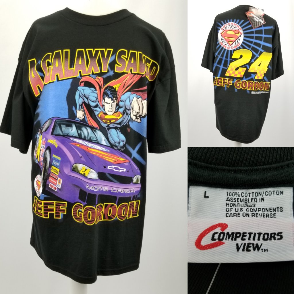 Vtg Nwt 1999 Nascar 90s Jeff Gordon Superman T-Shirt Large Competitors View